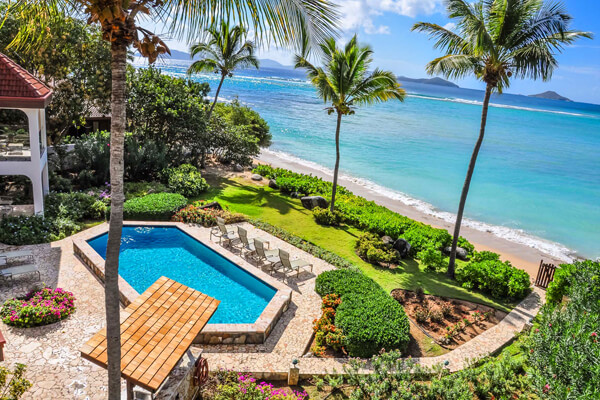 Caribbean Wind Villa on British Virgin Islands Caribbean Wind Villa is located on the beach at Mahoe Bay
