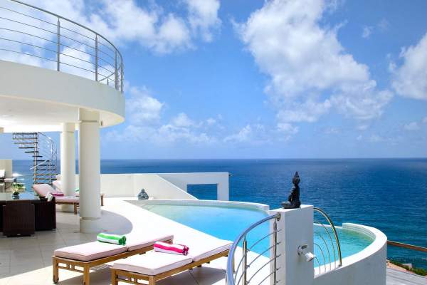 Sky Blue on St. Martin Relax by the pool and enjoy the ocean view at Sky Blue