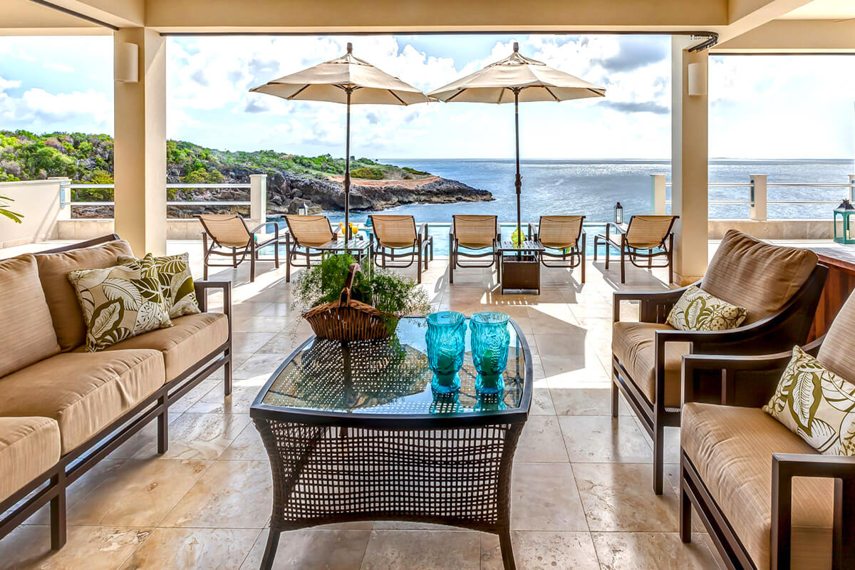 Sunset Beach House Anguilla Villa Al Where To Stay Covered Outdoor Living Area